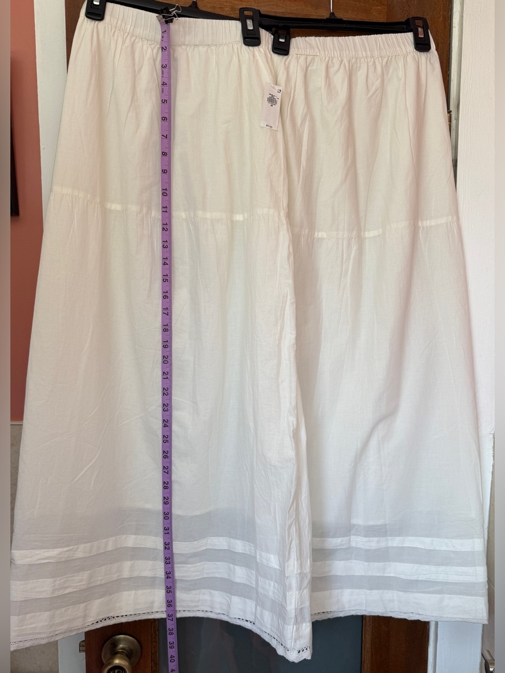 Old Navy White 100% Cotton Lined Tiered Pintuck Lace Trim Maxi Skirt 3X NWT - Picture 9 of 10